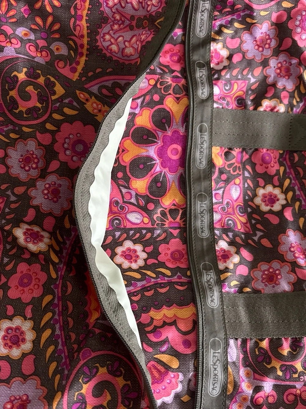 LeSportsac Brown, Pink & Orange Paisley Travel Tote